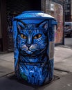 Cartoon Cat Graffiti - Mischievous Feline with Sly Grin, Illustration