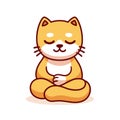 Cartoon cat meditating