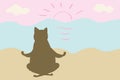 Cartoon cat meditating Royalty Free Stock Photo