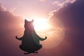 Cartoon cat meditating Royalty Free Stock Photo