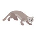 Cartoon cat otter on the hunt. Wildlife, exotic fauna, river dweller