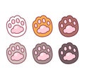 Cartoon cat paw prints set Royalty Free Stock Photo