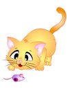 Cartoon Cat Playing with Toy Mouse