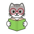 Cartoon cat reading a book Royalty Free Stock Photo