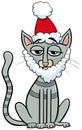 Cartoon cat with Santa beard on Christmas time