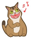 Cartoon cat is sings