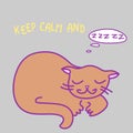 Cartoon cat sleeps. Sketchy doodle sleeping cat