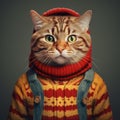 Cartoon Cat In Sweater: Digitally Manipulated Image With Pop Culture References