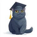 Cartoon cat wearing a graduation cap Royalty Free Stock Photo