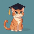 Cartoon cat wearing a graduation cap Royalty Free Stock Photo