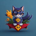 A cartoon cat wearing a superhero cape and mask. Royalty Free Stock Photo