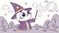 Cartoon cat wizard magic fantasy whimsical character vector design Generative AI Royalty Free Stock Photo