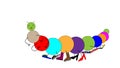 A Cartoon Caterpillar Centipede In Colorful Shoes. Lots Of Shoes On Legs. Vector