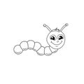 Cartoon caterpillar vector illustration black outline