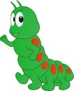 Cartoon of a caterpillar walking on a sunny day