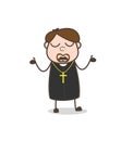 Cartoon Catholic-Priest Worried Behavior Vector Royalty Free Stock Photo