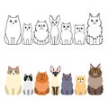 Cartoon cats full body border set Royalty Free Stock Photo