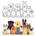 Cartoon cats and dogs full body group set Royalty Free Stock Photo