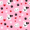 Cartoon cats and dogs seamless pattern showing cute cat and dog for pets friendship or wallpaper design Royalty Free Stock Photo