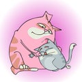 Cartoon cats hugging and comforting each other