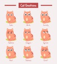 Cartoon cats or kitten with face emotions