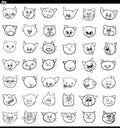 Cartoon cats and kittens icons large set Royalty Free Stock Photo