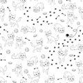 Cartoon cats seamless pattern