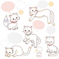 Cartoon cats with speech bubbles. Cute kittens talking or meowing. Blank speech balloons to add text. Vector illustration Royalty Free Stock Photo