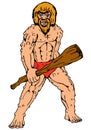 Cartoon caveman holding club Royalty Free Stock Photo