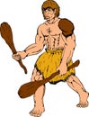 Cartoon caveman holding club