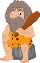 Cartoon caveman holding club Royalty Free Stock Photo