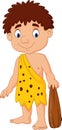 Cartoon caveman holding club Royalty Free Stock Photo
