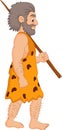 Cartoon caveman holding spear Royalty Free Stock Photo