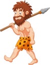 Cartoon caveman hunting with spear Royalty Free Stock Photo