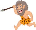 Cartoon caveman hunting with spear Royalty Free Stock Photo