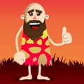 Caveman making thumbs up sign.