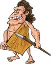 Cartoon caveman with a spear Royalty Free Stock Photo