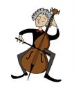 Cartoon cellist. Musician playing a cello.