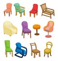 Cartoon chair furniture icon set