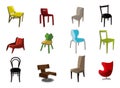 Cartoon chair furniture icon set