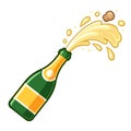 Cartoon champagne bottle pop Royalty Free Stock Photo