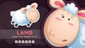 Cartoon character adorable animal lamb - cute sticker