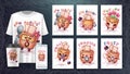 Cartoon character adorable toaster, pretty element idea for print t-shirt, poster and kids envelope, postcard. Cute hand Royalty Free Stock Photo