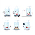 Cartoon character of aeropress with various chef emoticons