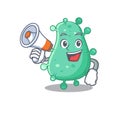 Cartoon character of agrobacterium tumefaciens having a megaphone