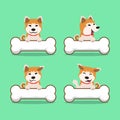 Cartoon character akita inu dog with big bones