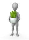 Cartoon character with aloe in hands