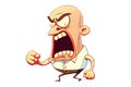 Cartoon character of an angry bald headed old man screaming and shouting with rage, cut out and isolated on a white background Royalty Free Stock Photo