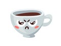 Cartoon Character Angry Coffee Cup. Hand drawn Vector Pattern Emoticon. Actual Artistic Design Emoji for Cafe