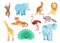 Cartoon character animals set Isolated on white background. Funny zoo shapes. Vector illustration object. Flat Royalty Free Stock Photo